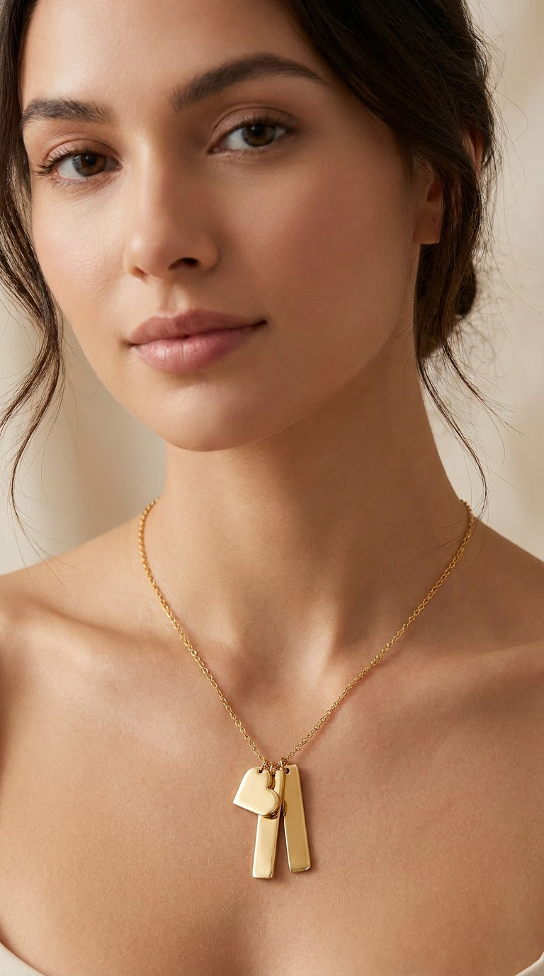 Collier en forme de cœur et de barre