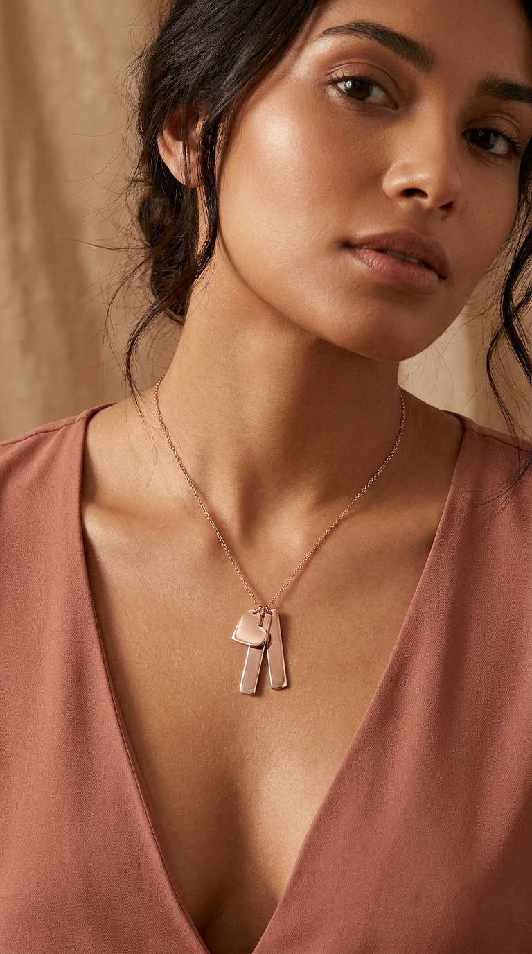 Collier en forme de cœur et de barre